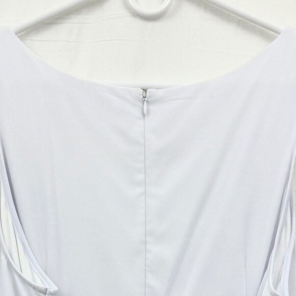 2 Layered Knee Length Dress w/Sash Belt Women 3X White eShakti - Picture 5 of 12